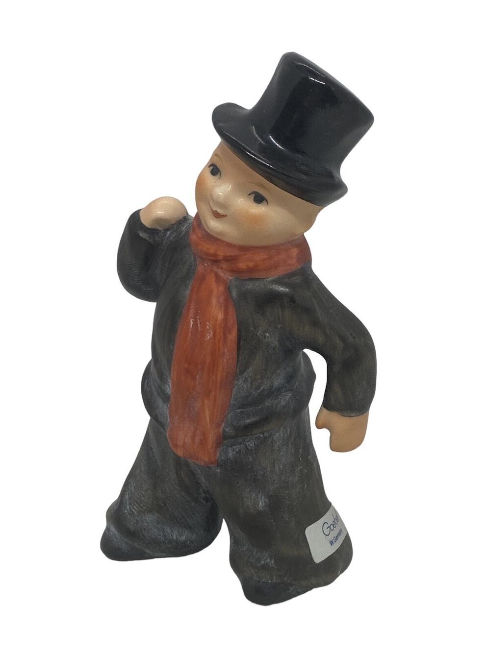 Vintage Goebel Chimney Sweep Figurine West Germany Black Top Hat Red Scarf